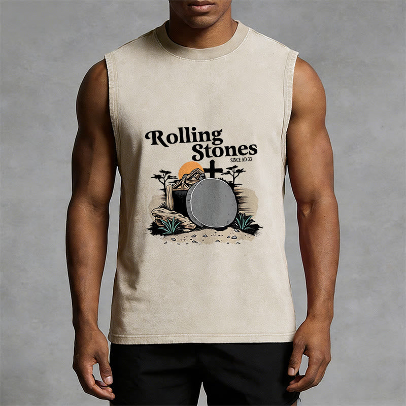 Christianartworkshop „He Is Risen“ Rolling Stones Unisex-Tanktop (gewaschen) - image 4