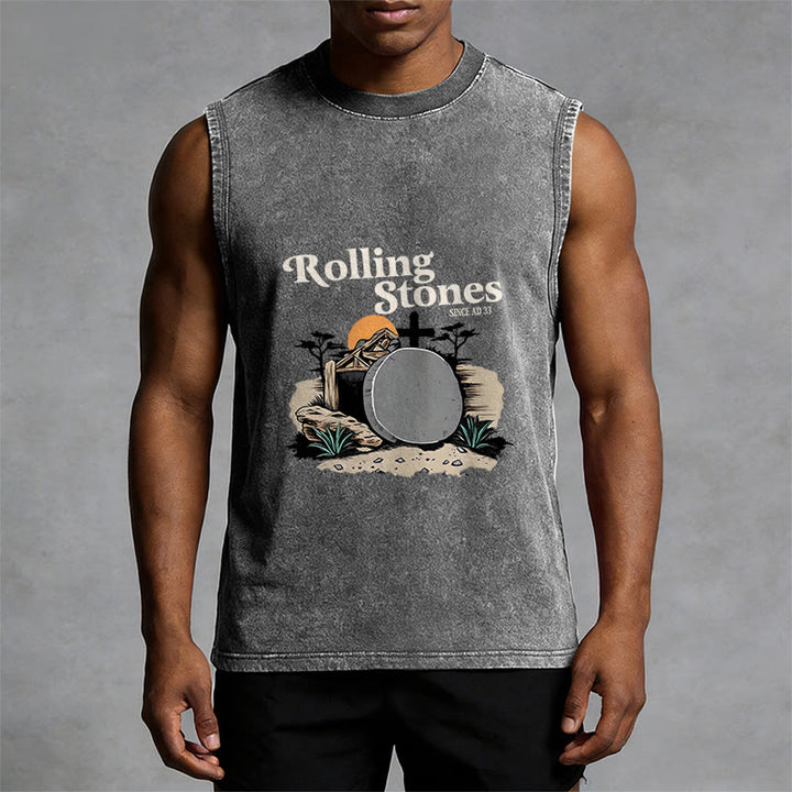 Christianartworkshop „He Is Risen“ Rolling Stones Unisex-Tanktop (gewaschen) - image 10