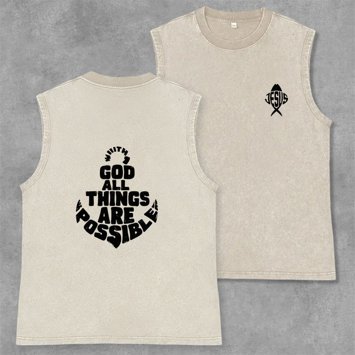 Christianartworkshop Mit Gott ist alles möglich Anchor Unisex-Tanktop (gewaschen) - Beige - 2XL - image 28