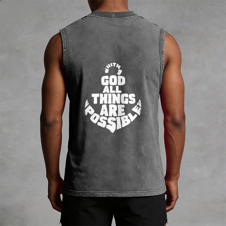Christianartworkshop Mit Gott ist alles möglich Anchor Unisex-Tanktop (gewaschen) - image 22