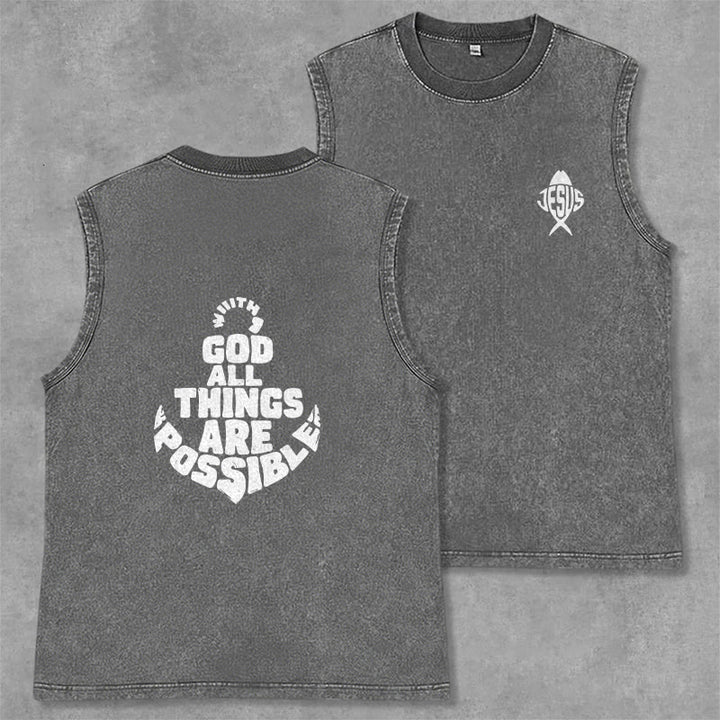 Christianartworkshop Mit Gott ist alles möglich Anchor Unisex-Tanktop (gewaschen) - Grau - 2XL - image 21