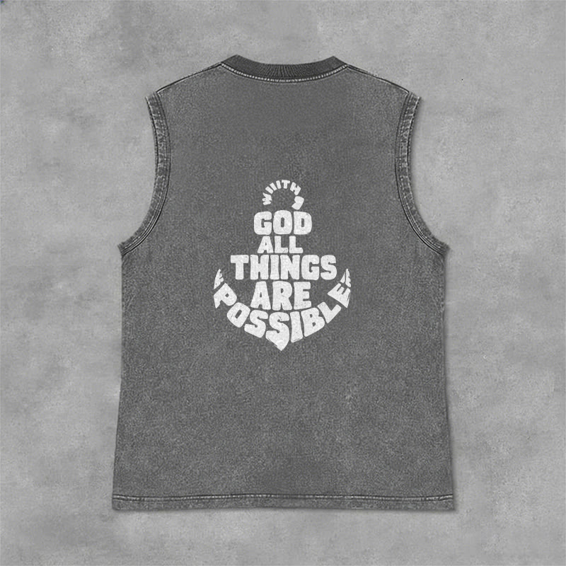 Christianartworkshop Mit Gott ist alles möglich Anchor Unisex-Tanktop (gewaschen) - image 26