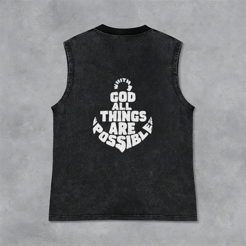 Christianartworkshop Mit Gott ist alles möglich Anchor Unisex-Tanktop (gewaschen) - image 12