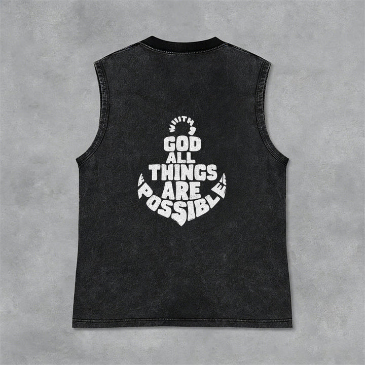 Christianartworkshop Mit Gott ist alles möglich Anchor Unisex-Tanktop (gewaschen) - image 12