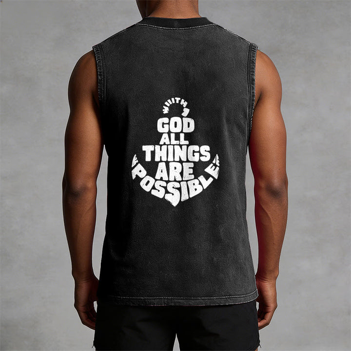 Christianartworkshop Mit Gott ist alles möglich Anchor Unisex-Tanktop (gewaschen) - image 8