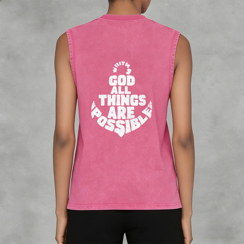 Christianartworkshop Mit Gott ist alles möglich Anchor Unisex-Tanktop (gewaschen) - image 17