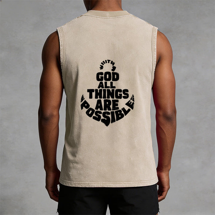 Christianartworkshop Mit Gott ist alles möglich Anchor Unisex-Tanktop (gewaschen) - image 29