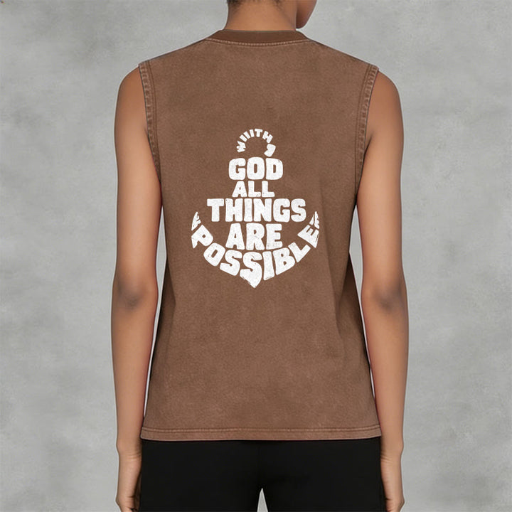 Christianartworkshop Mit Gott ist alles möglich Anchor Unisex-Tanktop (gewaschen) - image 3