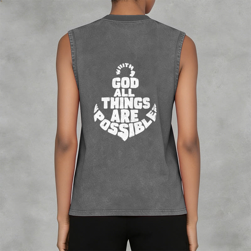 Christianartworkshop Mit Gott ist alles möglich Anchor Unisex-Tanktop (gewaschen) - image 24