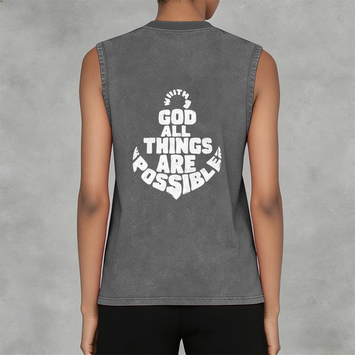Christianartworkshop Mit Gott ist alles möglich Anchor Unisex-Tanktop (gewaschen) - image 24