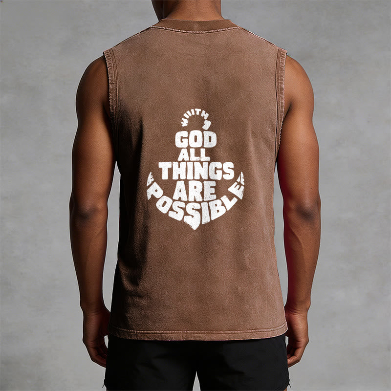 Christianartworkshop Mit Gott ist alles möglich Anchor Unisex-Tanktop (gewaschen) - image 1