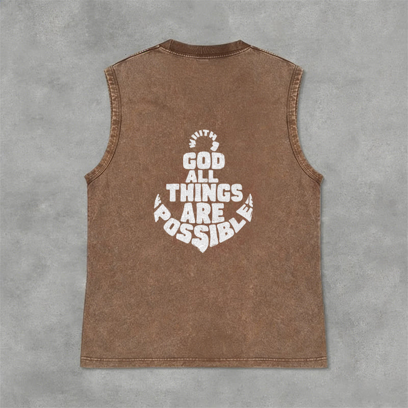 Christianartworkshop Mit Gott ist alles möglich Anchor Unisex-Tanktop (gewaschen) - image 5