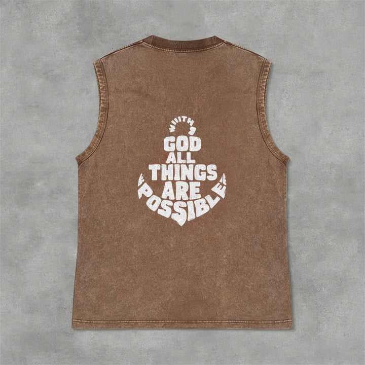 Christianartworkshop Mit Gott ist alles möglich Anchor Unisex-Tanktop (gewaschen) - image 5