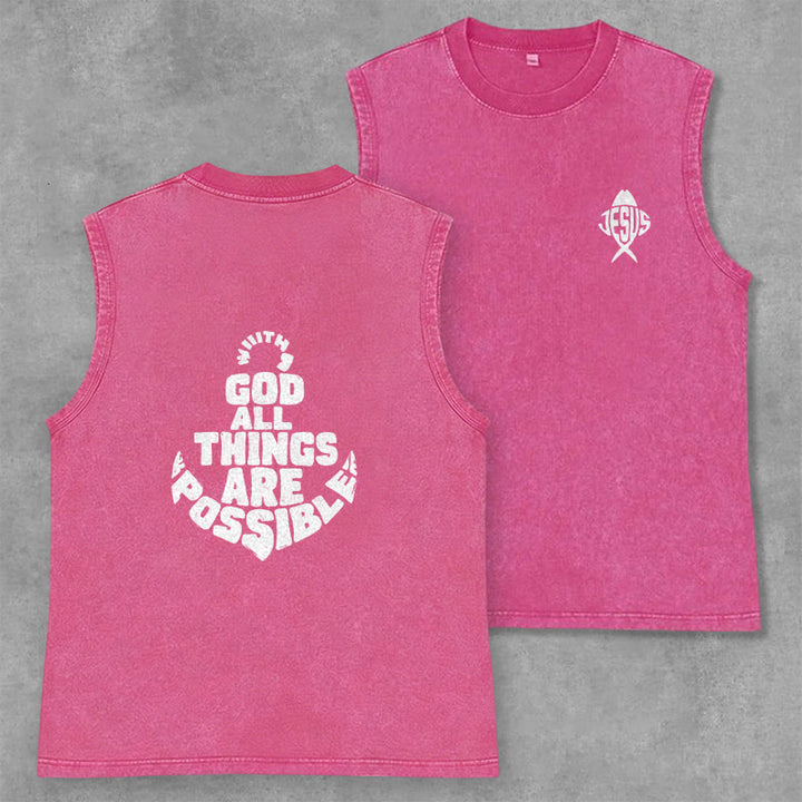 Christianartworkshop Mit Gott ist alles möglich Anchor Unisex-Tanktop (gewaschen) - Rosa - 2XL - image 14
