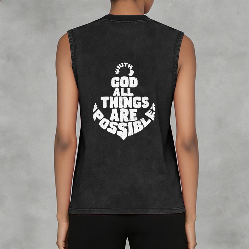 Christianartworkshop Mit Gott ist alles möglich Anchor Unisex-Tanktop (gewaschen) - image 10
