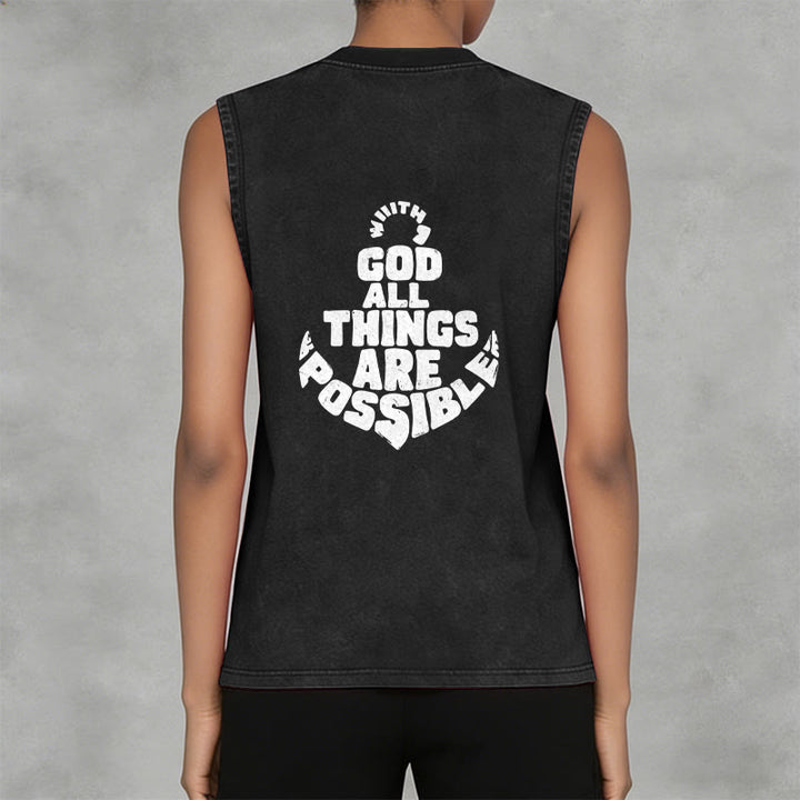 Christianartworkshop Mit Gott ist alles möglich Anchor Unisex-Tanktop (gewaschen) - image 10