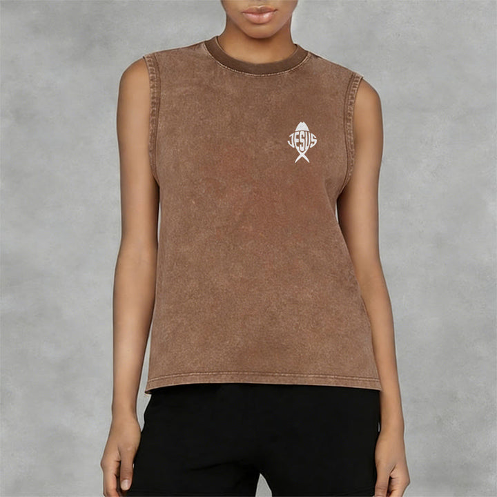Christianartworkshop Mit Gott ist alles möglich Anchor Unisex-Tanktop (gewaschen) - image 4