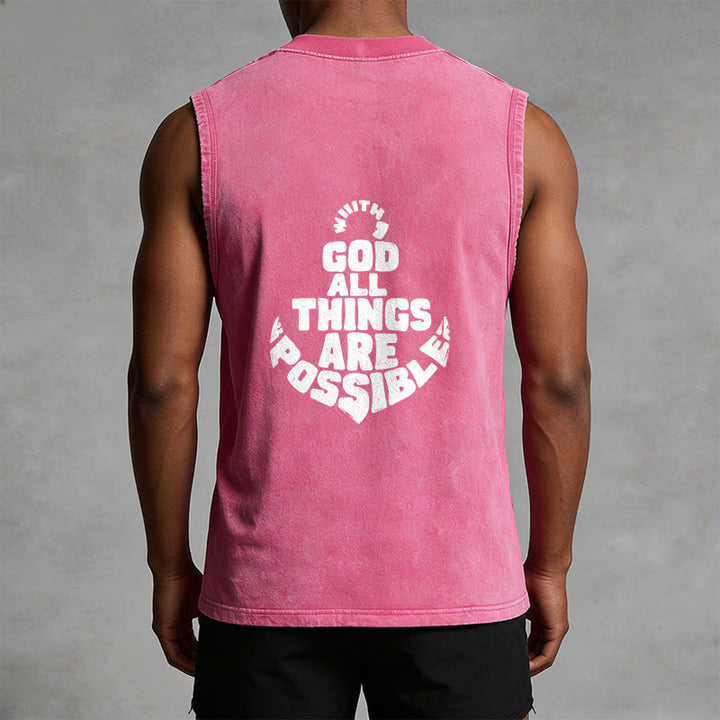 Christianartworkshop Mit Gott ist alles möglich Anchor Unisex-Tanktop (gewaschen) - image 15