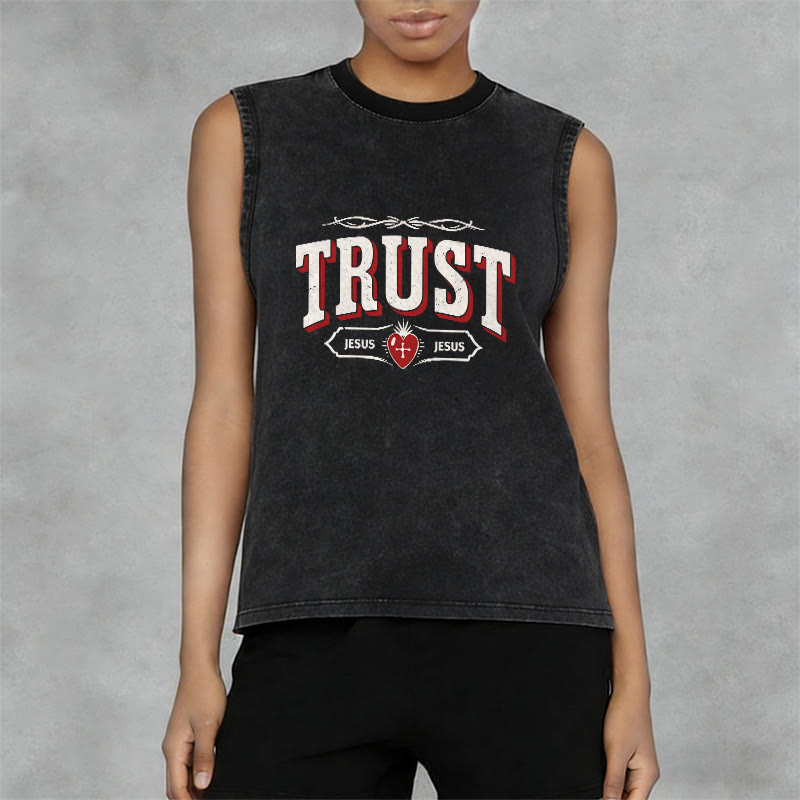 Christianartworkshop „Vertraue Jesus – Heiliges Herz“-Unisex-Tanktop (gewaschen) - image 10
