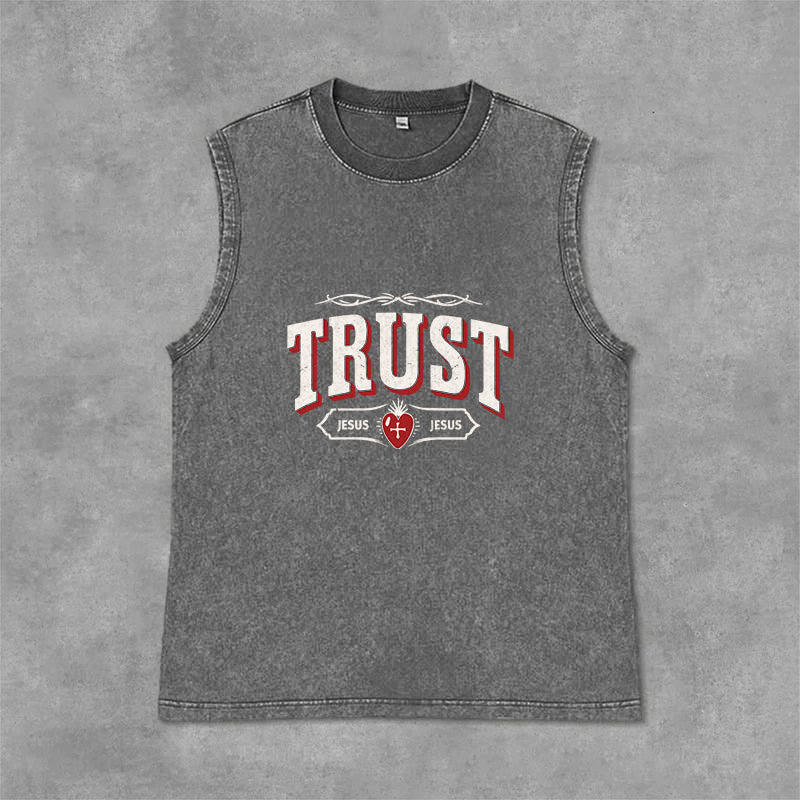 Christianartworkshop „Vertraue Jesus – Heiliges Herz“-Unisex-Tanktop (gewaschen) - Grau - 2XL - image 6