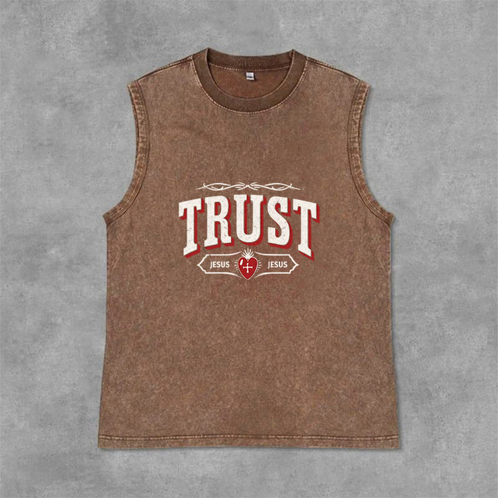Christianartworkshop „Vertraue Jesus – Heiliges Herz“-Unisex-Tanktop (gewaschen) - Braun - 2XL - image 12