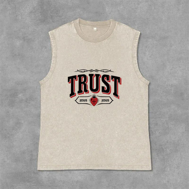 Christianartworkshop „Vertraue Jesus – Heiliges Herz“-Unisex-Tanktop (gewaschen) - Beige - 2XL - image 3
