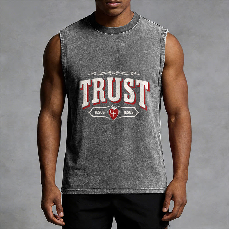 Christianartworkshop „Vertraue Jesus – Heiliges Herz“-Unisex-Tanktop (gewaschen) - image 8