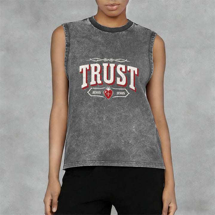 Christianartworkshop „Vertraue Jesus – Heiliges Herz“-Unisex-Tanktop (gewaschen) - image 7