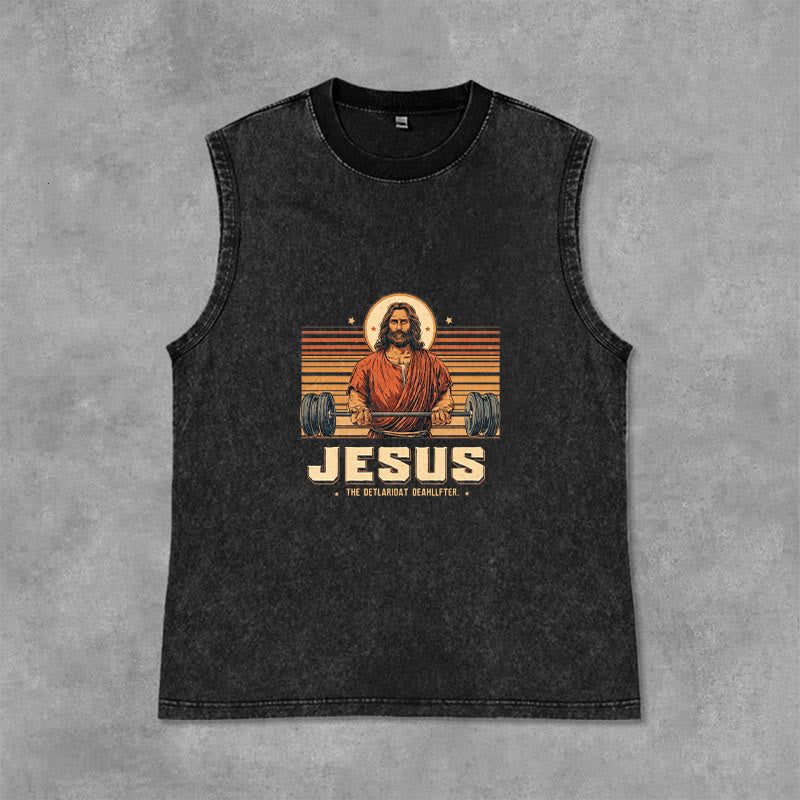 Christianartworkshop Jesus Deadlifter Glaubensbekenntnis Unisex-Tanktop - Schwarz - 2XL - image 3