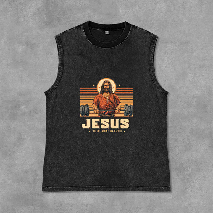Christianartworkshop Jesus Deadlifter Glaubensbekenntnis Unisex-Tanktop - Schwarz - 2XL - image 3
