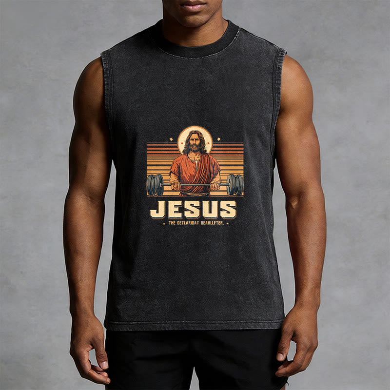 Christianartworkshop Jesus Deadlifter Glaubensbekenntnis Unisex-Tanktop - image 4