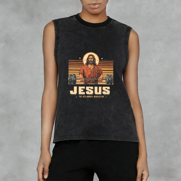 Christianartworkshop Jesus Deadlifter Glaubensbekenntnis Unisex-Tanktop - image 5