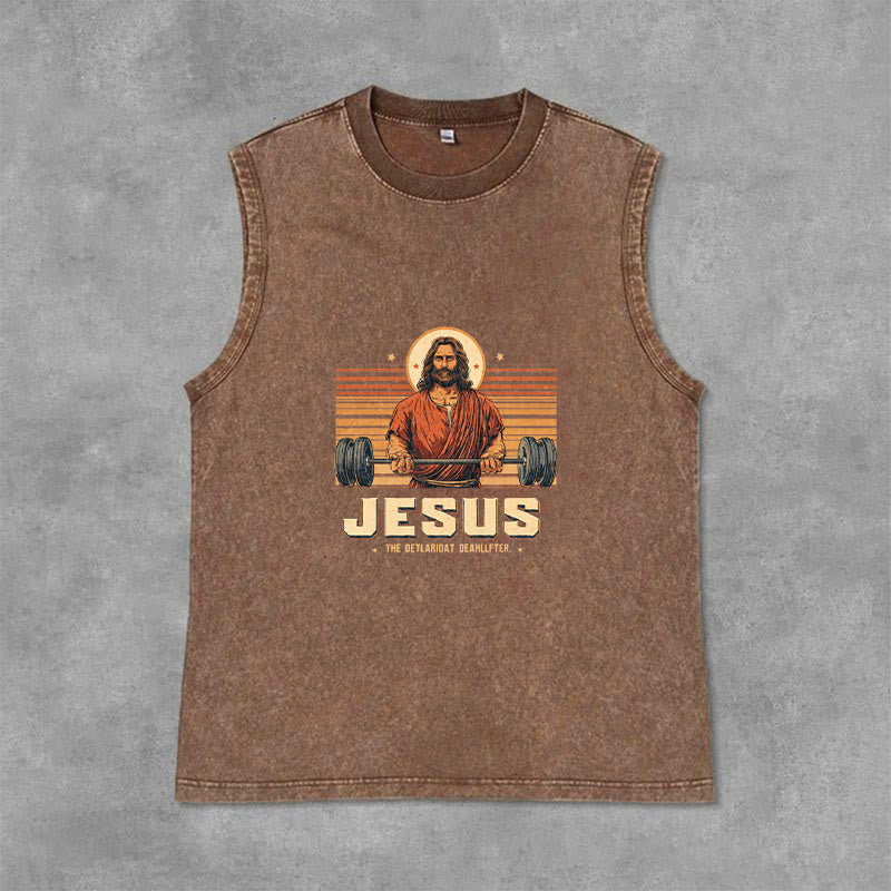 Christianartworkshop Jesus Deadlifter Glaubensbekenntnis Unisex-Tanktop - Braun - 2XL - image 0