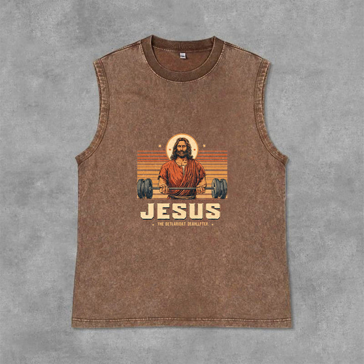 Christianartworkshop Jesus Deadlifter Glaubensbekenntnis Unisex-Tanktop - Braun - 2XL - image 0