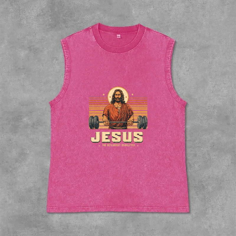 Christianartworkshop Jesus Deadlifter Glaubensbekenntnis Unisex-Tanktop - Rosa - 2XL - image 9