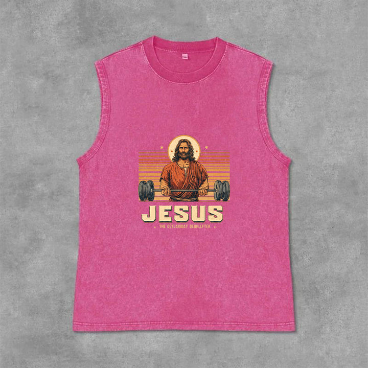 Christianartworkshop Jesus Deadlifter Glaubensbekenntnis Unisex-Tanktop - Rosa - 2XL - image 9