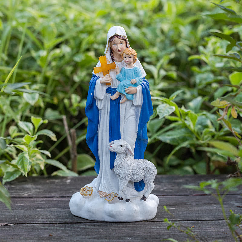 Christianartworkshop Solarbetriebene Marienfigur mit Lammornament: Besinnliches Ambiente für Zuhause - image 1