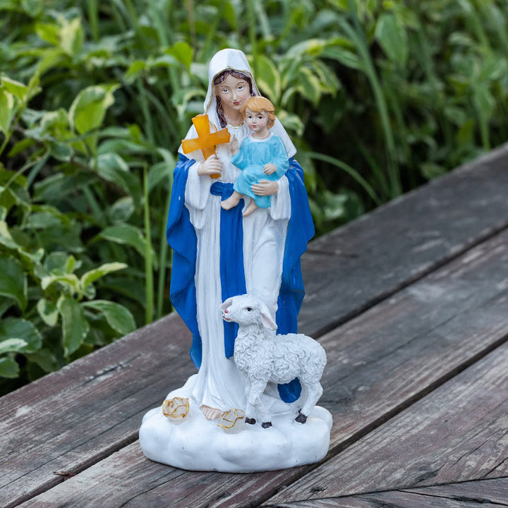 Christianartworkshop Solarbetriebene Marienfigur mit Lammornament: Besinnliches Ambiente für Zuhause - image 3