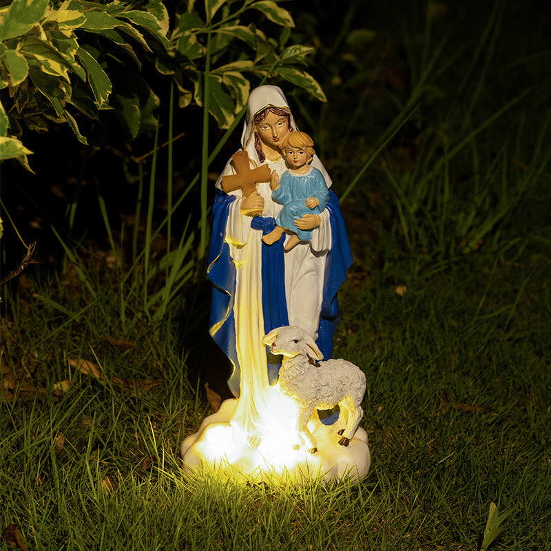 Christianartworkshop Solarbetriebene Marienfigur mit Lammornament: Besinnliches Ambiente für Zuhause - Unsere Liebe Frau - image 0