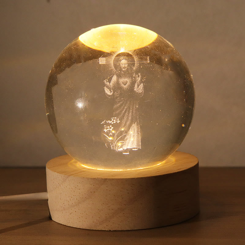 Christianartworkshop Leuchtende, heilige Bildsprache Kristallkugel: Symbol des göttlichen Lichts und der Gnade - B - 8 cm Kugel - image 1