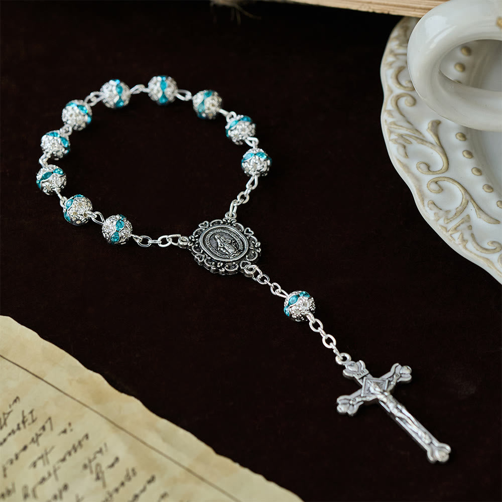 Funkelnder Rosenkranz mit Marienmedaille von Christianartworkshop : Symbol des Glaubens und der Gnade - image 2