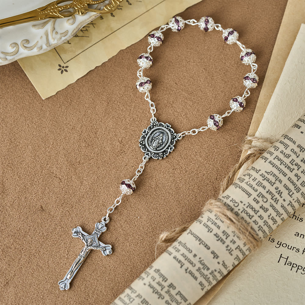 Funkelnder Rosenkranz mit Marienmedaille von Christianartworkshop : Symbol des Glaubens und der Gnade - Lila - image 9