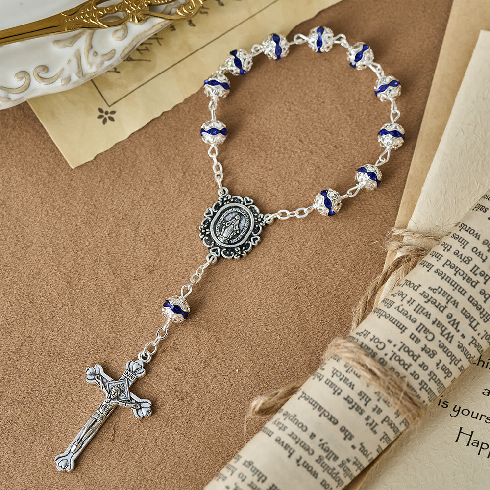 Funkelnder Rosenkranz mit Marienmedaille von Christianartworkshop : Symbol des Glaubens und der Gnade - Blau - image 12