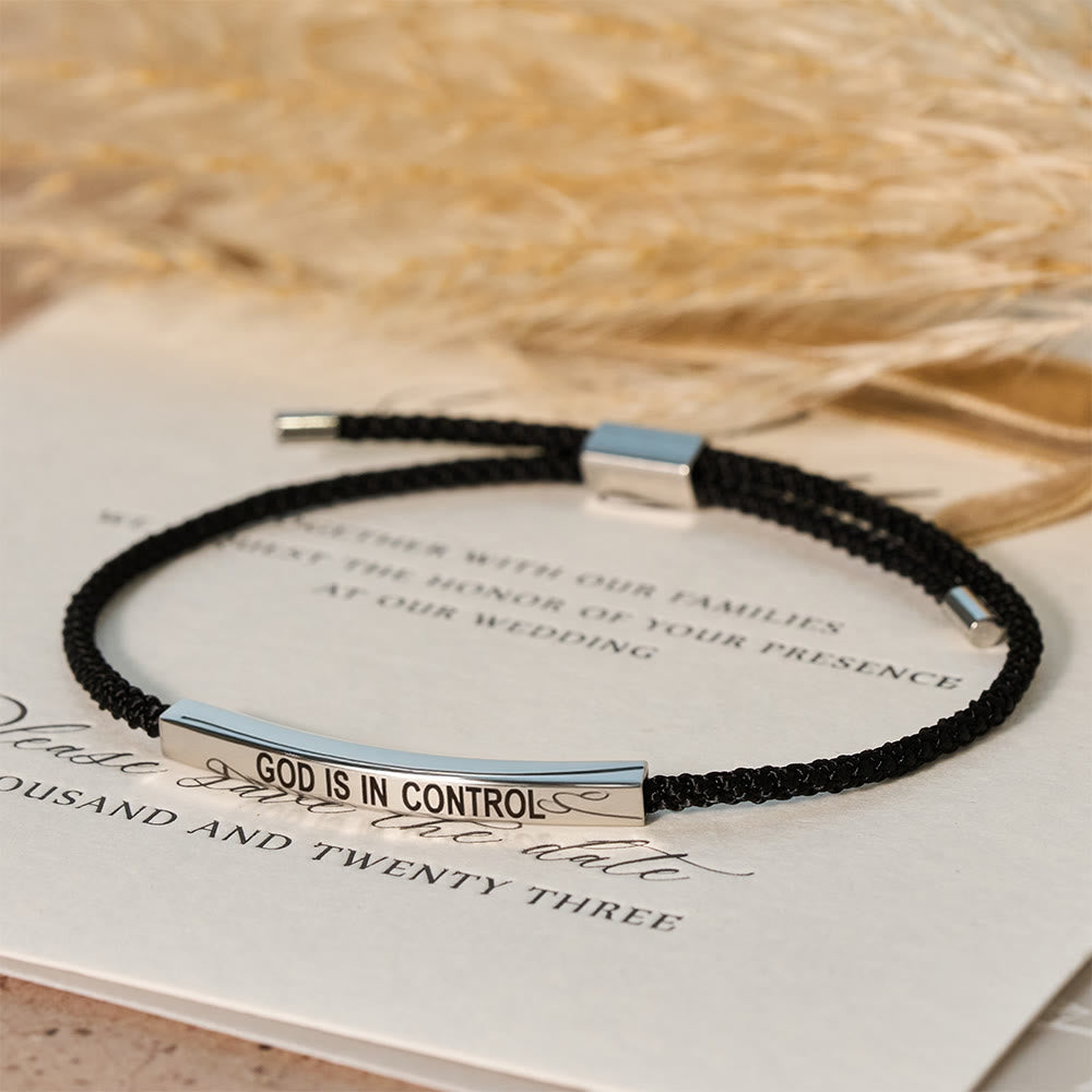 Christianartworkshop „Gott hat die Kontrolle“ – Armband: Ein Symbol des Vertrauens und des Hochzeitssegens - Silber + Schwarz - image 0