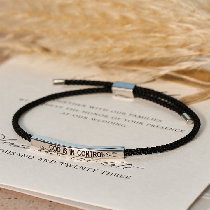 Christianartworkshop „Gott hat die Kontrolle“ – Armband: Ein Symbol des Vertrauens und des Hochzeitssegens - Silber + Schwarz - image 0