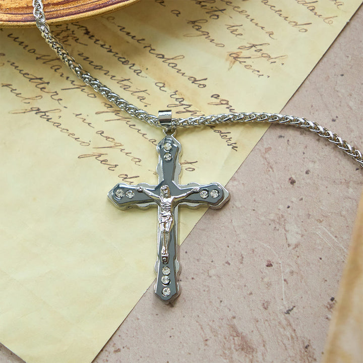 Christianartworkshop Blau/Silberne, detailreich gestaltete Kruzifix-Halskette: Ein heiliges Accessoire für Andacht - Silber - image 7