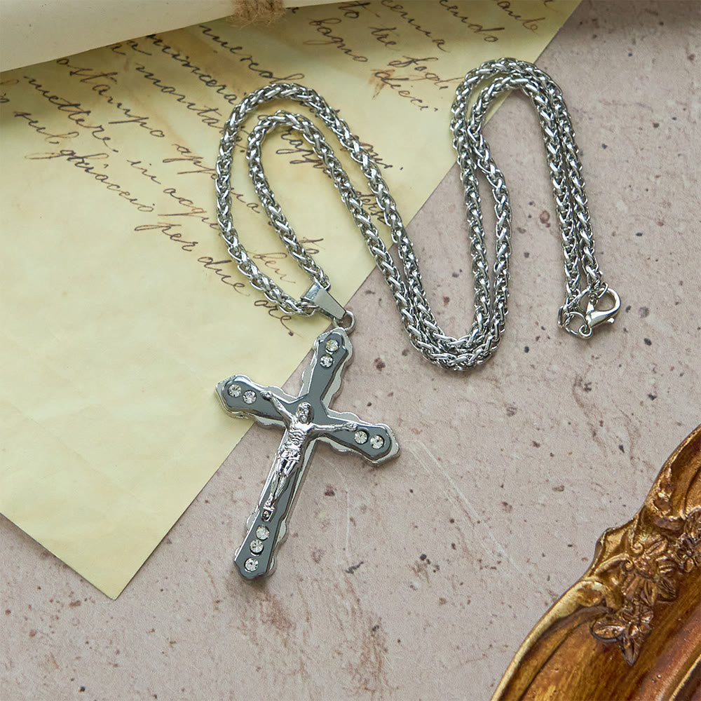 Christianartworkshop Blau/Silberne, detailreich gestaltete Kruzifix-Halskette: Ein heiliges Accessoire für Andacht - image 11