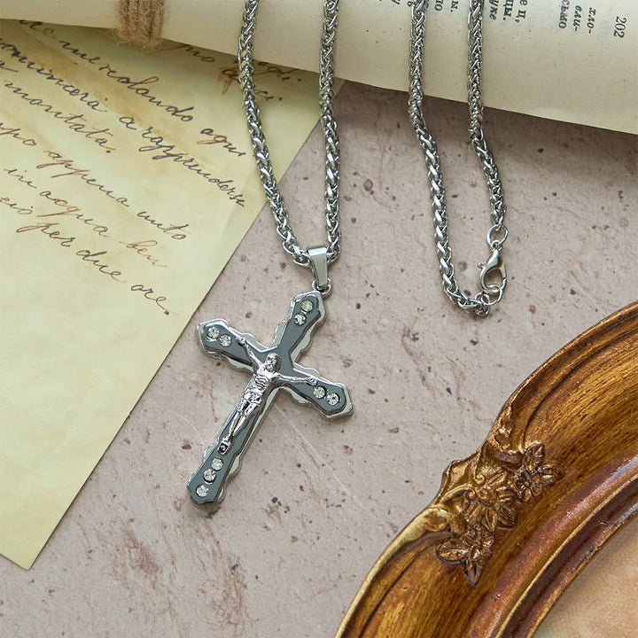 Christianartworkshop Blau/Silberne, detailreich gestaltete Kruzifix-Halskette: Ein heiliges Accessoire für Andacht - image 10