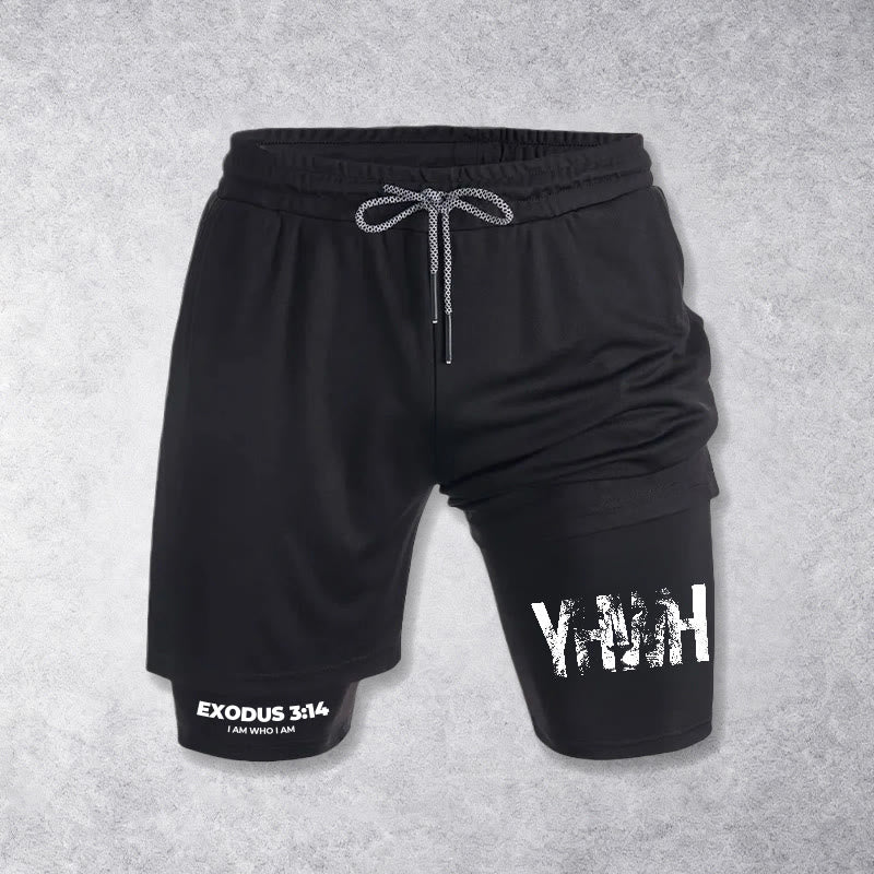 Christianartworkshop ICH BIN, WER ICH BIN Glaube Performance Shorts - Schwarz - 3XL - image 0