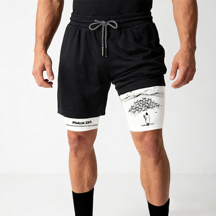 Christianartworkshop Psalm 23 Treuer Hirte Bedruckte Shorts - image 2